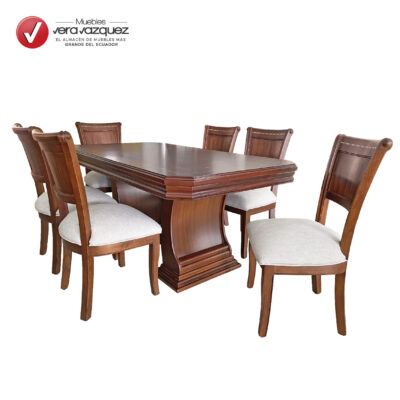 COMEDOR BOTÓN MARQUETEADO 6 SILLAS