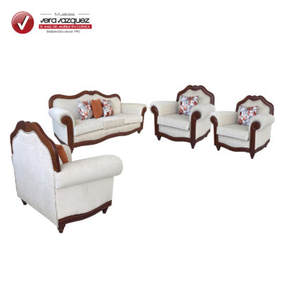 SALA ELIZABETH CON 1 TRIPLE, 1 DOBLE, 2 INDIVIDUALES Y 7 COJINES