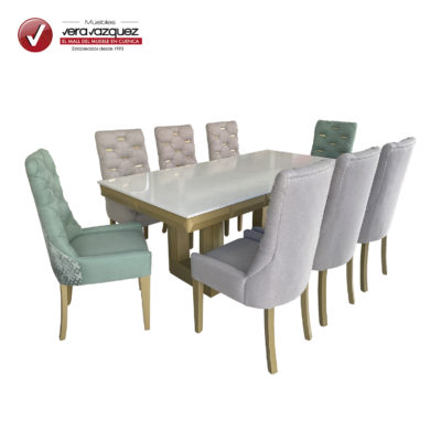 COMEDOR VALENKA 8 SILLAS PUPEADAS