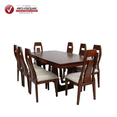 COMEDOR CAMILA 8 SILLAS CON BASE PEDESTAL