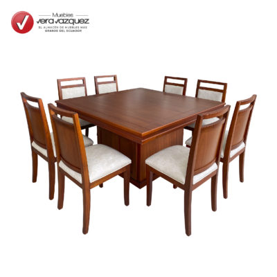 COMEDOR CUADRADO TAPIZADO 8 SILLAS