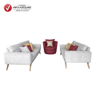 SALA ELAINE CON 1 TRIPLE, 1 DOBLE, 1 POLTRONA GIRATORIA Y 8 COJINES