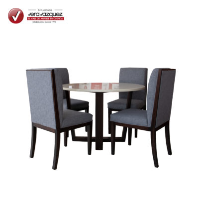 COMEDOR REDONDO DE MÁRMOL CULTIVADO SIENA 4 SILLAS
