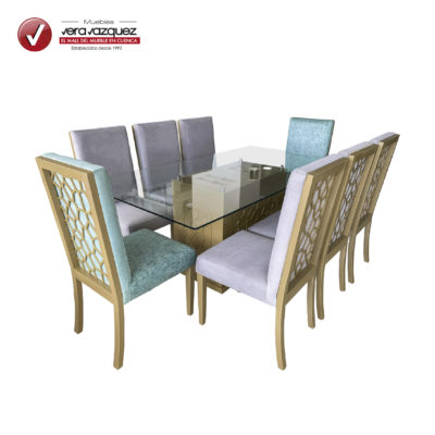 COMEDOR DE VIDRIO NILMANIA 8 SILLAS