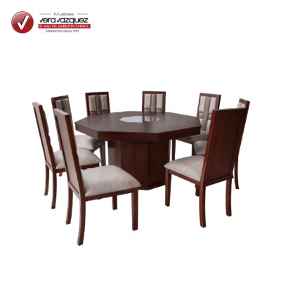 COMEDOR OCTAGONAL JULITH 8 SILLAS CON ESPALDAR