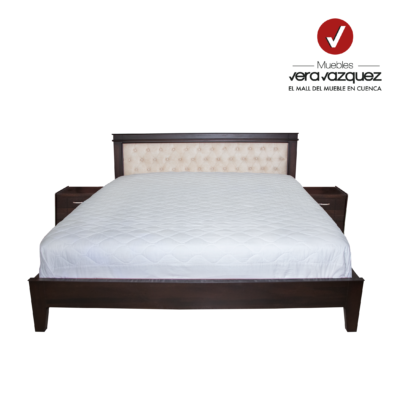 CAMA TAPIZADA CAMILA PUPEADA 3 PLZ CON 2 VELADORES