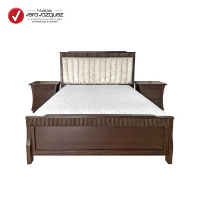 CAMA TAPIZADA MARRUECOS 2 1/2 PLZ CON 2 VELADORES