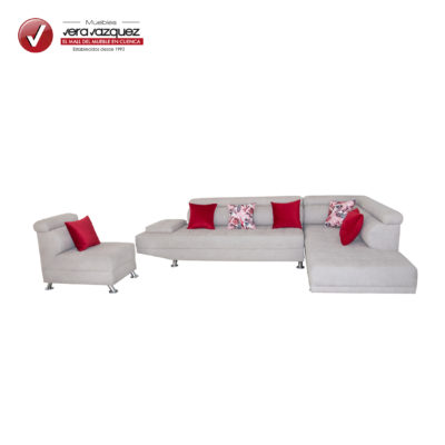 SALA GINEBRA EN L CON 1 INDIVIDUAL Y 7 COJINES