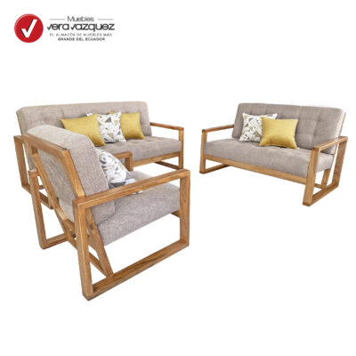 SALA DE ESTAR AMARA CON 1 TRIPLE, 1 DOBLE, 1 INDIVIDUAL Y 6 COJINES