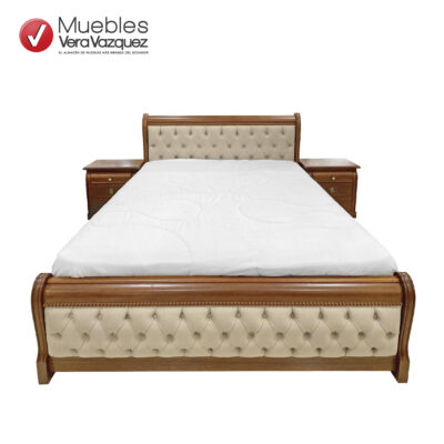 CAMA TAPIZADA JERSEY 2 1/2 PLZ CON 4 CAJONES AL PISO Y 2 VELADORES