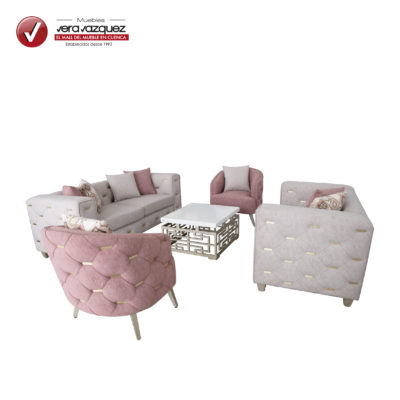 SALA MAJESTAD CON 1 TRIPLE, 1 DOBLE, 2 POLTRONAS Y 8 COJINES