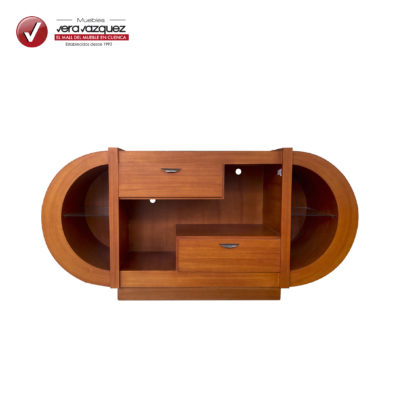 MUEBLE PARA TV AMIRA 32” CON 2 PUERTAS Y REPISAS DE VIDRIO