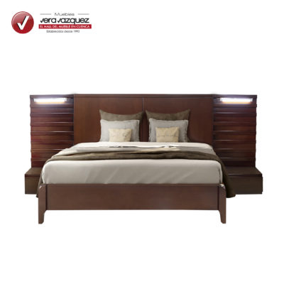 CAMA ROMANZA 2 1/2 PLZ CON 2 VELADORES CON ILUMINACIÓN