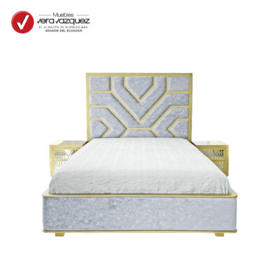 CAMA TAPIZADA MAJESTIC 2 1/2 PLZ CON 2 VELADORES