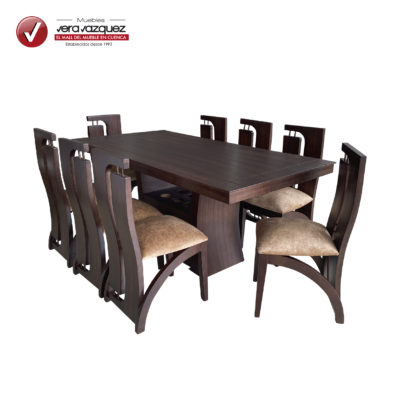 COMEDOR RECTANGULAR GRICELDA 8 SILLAS CON BASE BOTELLERO