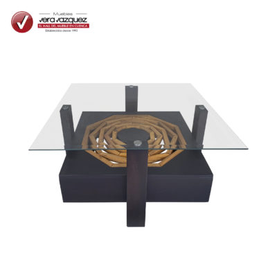 MESA DE CENTRO FLOR CON VIDRIO