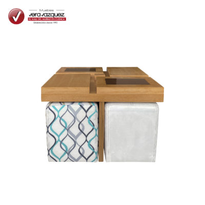 MESA DE CENTRO VANY CON 4 PUFFS
