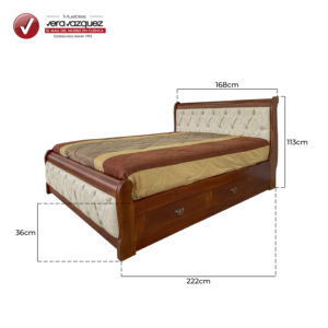 Cama tapizada Jersey de 2 1/2 plazas con 2 veladores