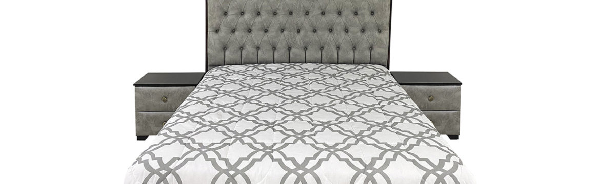 Cama tapizada Velvet de 2 1/2 plazas con 2 veladores