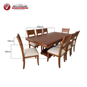 Comedor Astrid tapizado de 8 sillas