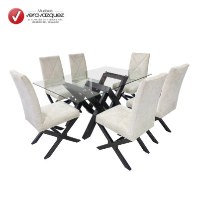 COMEDOR TAPIZADO FARAH 6 SILLAS