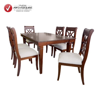 COMEDOR LUCIANA MARQUETEADO 6 SILLAS