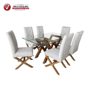 Comedor Farah tapizado de 6 sillas