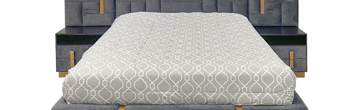 Cama tapizada Basil de 2 1/2 plazas con 2 veladores