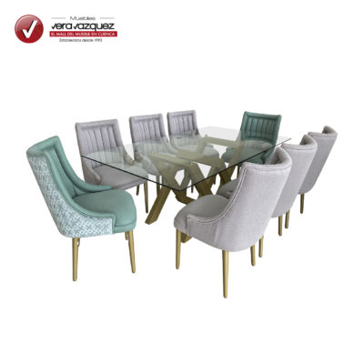 COMEDOR DE VIDRIO BÉLGICA 8 SILLAS