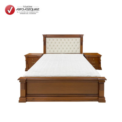 CAMA CLÁSICA TAPIZADA OLIMPO 2 1/2 PLZ CON 2 VELADORES