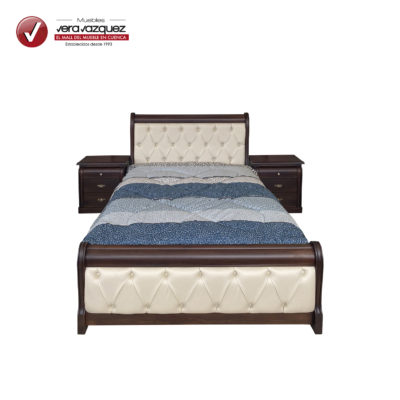 CAMA TAPIZADA JERSEY 2 PLZ CON 2 VELADORES