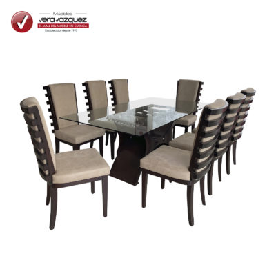 COMEDOR DE VIDRIO MORELIA 8 SILLAS