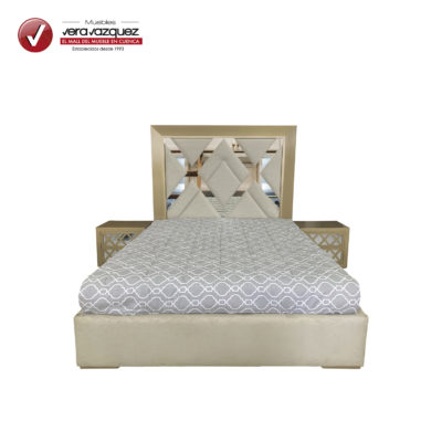 CAMA TAPIZADA HAMLET 2 1/2 PLZ CON 2 VELADORES