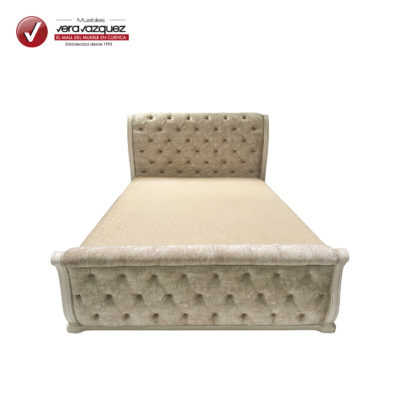 CAMA TAPIZADA CLÁSICA VIETNAM 2 PLZ CON 1 VELADOR