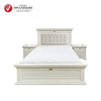 CAMA TAPIZADA CLÁSICA DANNA 2 1/2 PLZ CON 2 VELADORES
