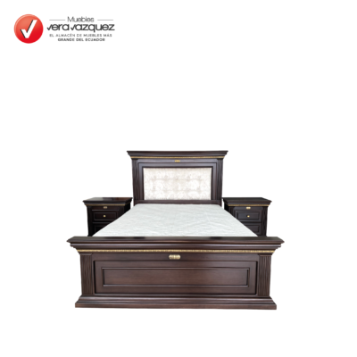 CAMA TAPIZADA CLÁSICA DANNA 2 PLZ CON 2 VELADORES