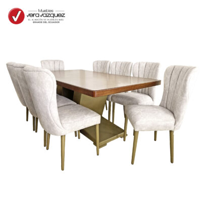 COMEDOR VARSOVIA 8 SILLAS TAPIZADAS