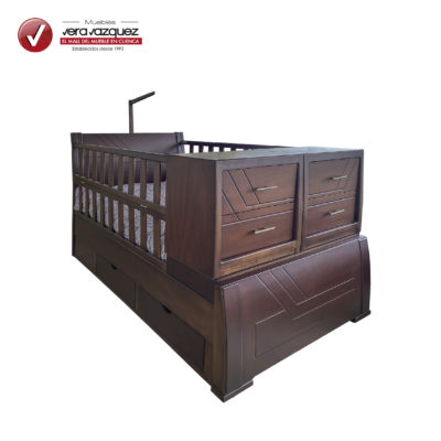 CAMA CUNA LEXUS 1 1/2 PLZ CON 2 CAJONES Y 2 VELADORES