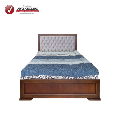 CAMA TAPIZADA CAPITONEADA LINEAL ALTA 2 1/2 PLZ SIN VELADORES