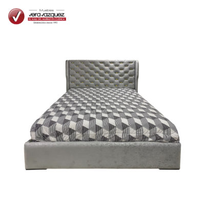 CAMA TAPIZADA CAPITONEADA MAJESTAD 3 PLZ SIN VELADORES
