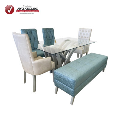 COMEDOR GREY 4 SILLAS CON BANCA