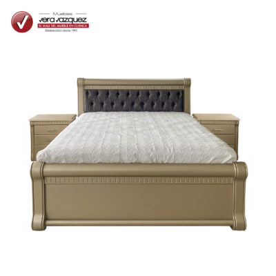 CAMA TAPIZADA LÍBANO 2 1/2 PLZ CON 2 VELADORES