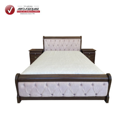 CAMA TAPIZADA JERSEY 2 1/2 PLZ CON 2 VELADORES
