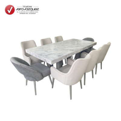 COMEDOR DE MÁRMOL ROSSÉ 8 SILLAS