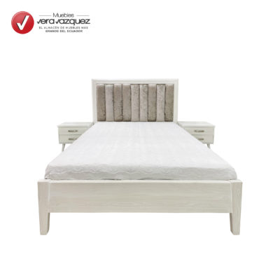 CAMA TAPIZADA VADUZ 2 1/2 PLZ CON 2 VELADORES