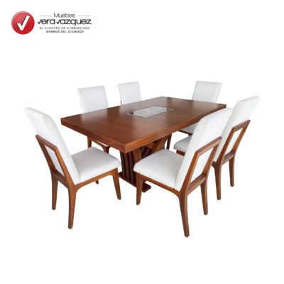 COMEDOR PERSIA 6 SILLAS CON VIDRIO DECORATIVO