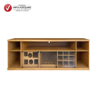 MUEBLE PARA TV CON LICORERO Y 3 PUERTAS DE VIDRIO