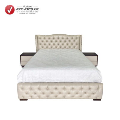 CAMA TAPIZADA ZARA 2 1/2 PLZ CON 2 VELADORES