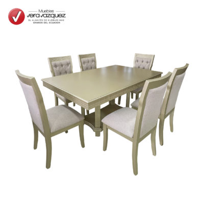 COMEDOR NÓRDICO CAPITONEADO 6 SILLAS