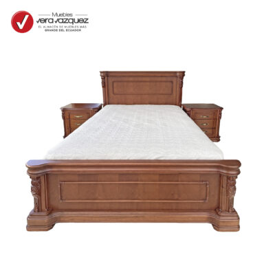 CAMA DISEÑO ROSAS 2 PLZ CON 2 VELADORES
